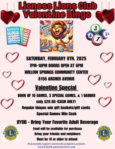 Lioness Lions Club Valentine Bingo @ Community Center